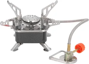 Mini Camping Stove, High Efficiency Foldable Windproof Backpacking Gas Stove for Outdoor Hiking (with Tube Buckle)