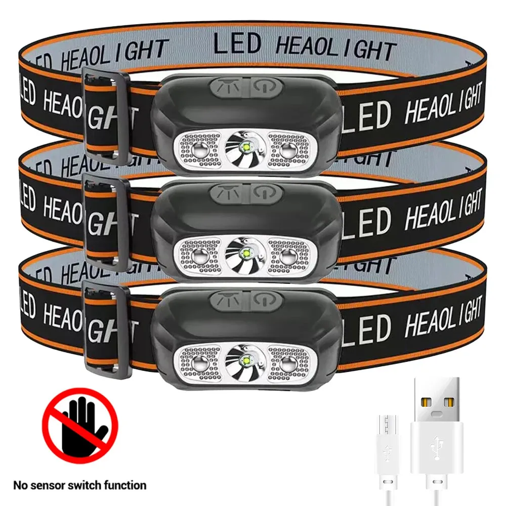 Mini LED Headlamp with Built-in Battery, USB Rechargeable, 500 Lumens, Adjustable Elastic Band, Waterproof IP64 for Outdoor Camping and Fishing