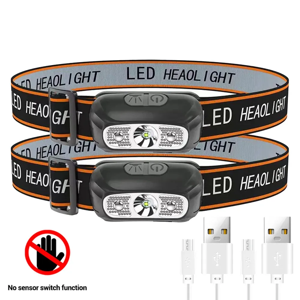Mini LED Headlamp with Built-in Battery, USB Rechargeable, 500 Lumens, Adjustable Elastic Band, Waterproof IP64 for Outdoor Camping and Fishing