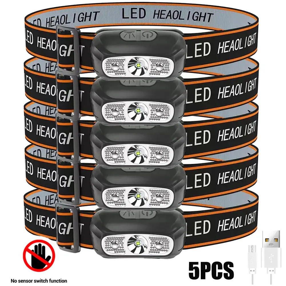 Mini LED Headlamp with Built-in Battery, USB Rechargeable, 500 Lumens, Adjustable Elastic Band, Waterproof IP64 for Outdoor Camping and Fishing
