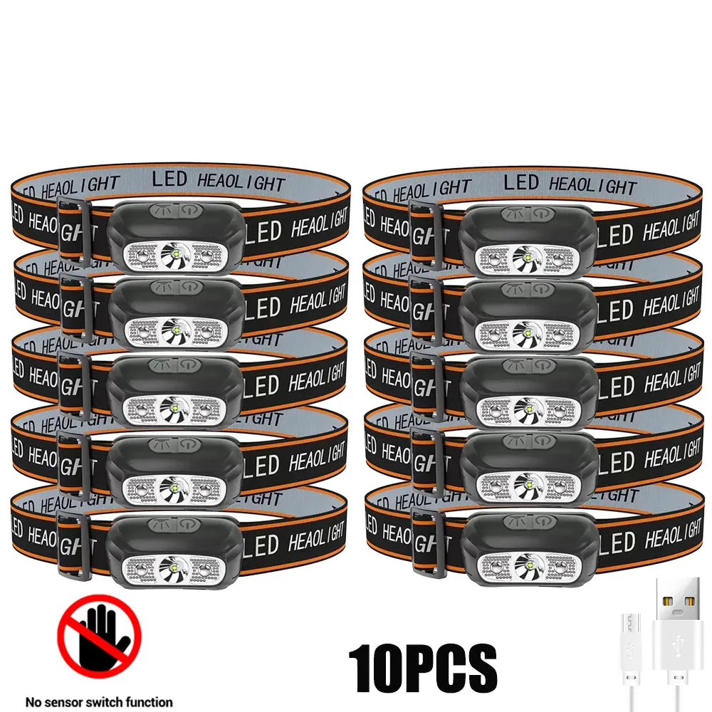 Mini LED Headlamp with Built-in Battery, USB Rechargeable, 500 Lumens, Adjustable Elastic Band, Waterproof IP64 for Outdoor Camping and Fishing