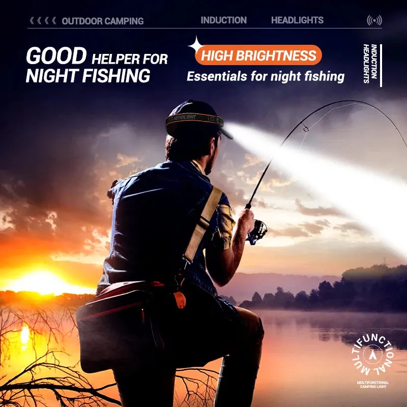 Mini LED Headlamp with Built-in Battery, USB Rechargeable, 500 Lumens, Adjustable Elastic Band, Waterproof IP64 for Outdoor Camping and Fishing