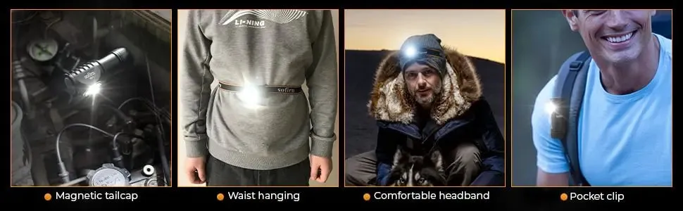 Mini USB-C Rechargeable Headlamp 1100lm 16340 LED Flashlight 90CRI Magnetic Tail Adjustable Angle