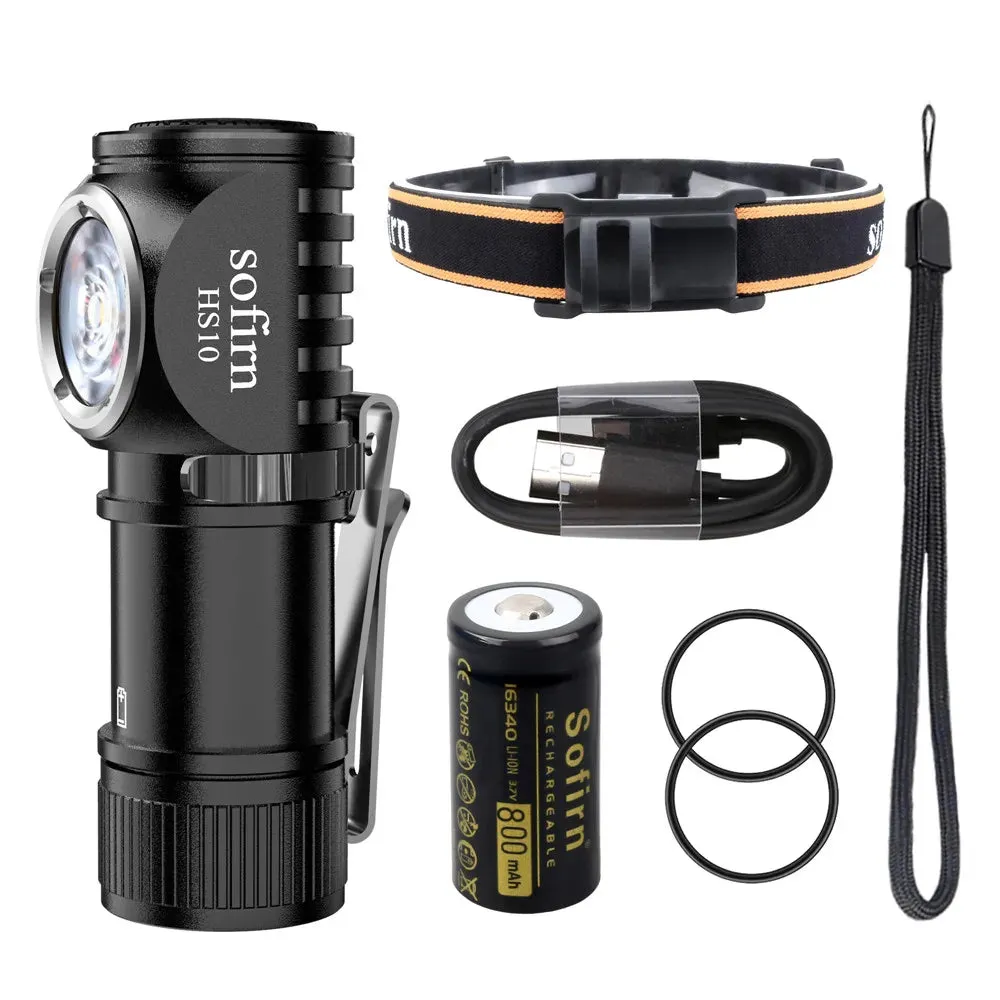 Mini USB-C Rechargeable Headlamp 1100lm 16340 LED Flashlight 90CRI Magnetic Tail Adjustable Angle