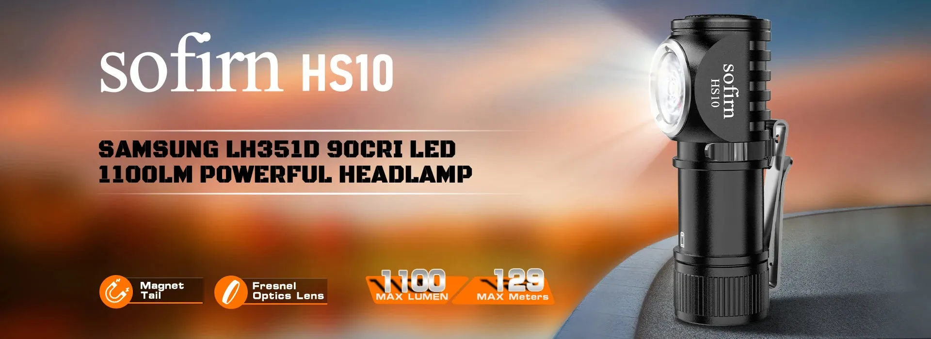 Mini USB-C Rechargeable Headlamp 1100lm 16340 LED Flashlight 90CRI Magnetic Tail Adjustable Angle