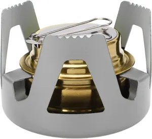Mini Windproof Portable Alcohol Stove for Camping Cooking, Brass Aluminum Alloy Mini Backpacking Stove for Outdoor Enthusiasts (Grey)