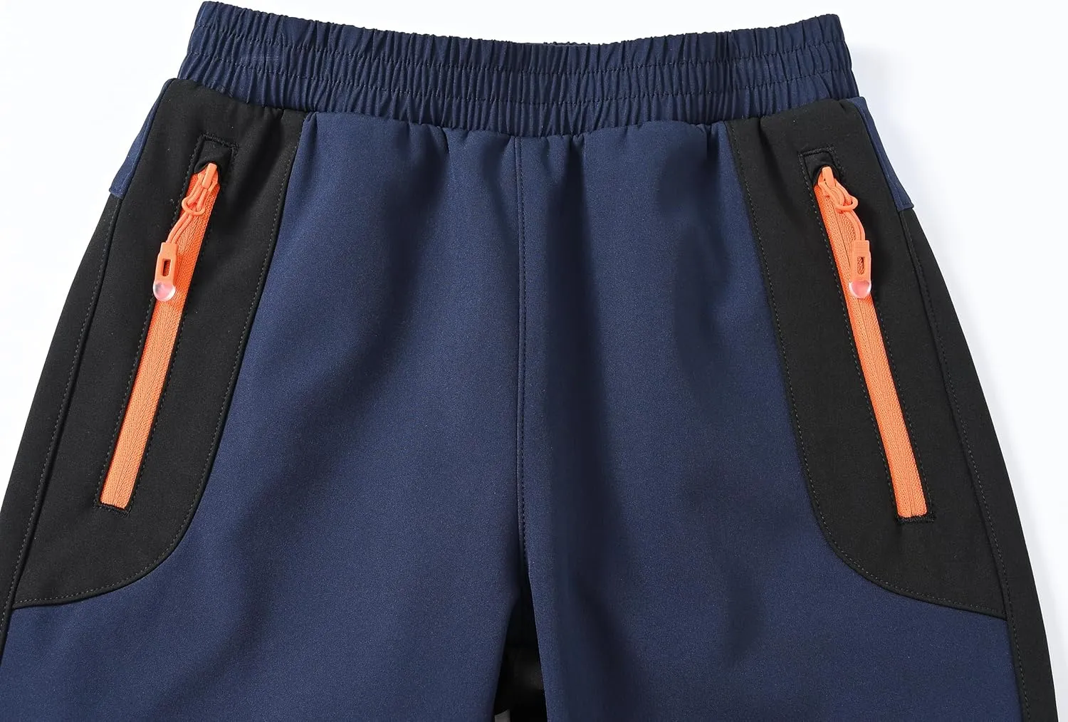 MoFiz Kids Fleece Lined Hiking Snow Ski Pants Boys Waterproof Winter Warm Outdoor Pants with Zippered Pocket