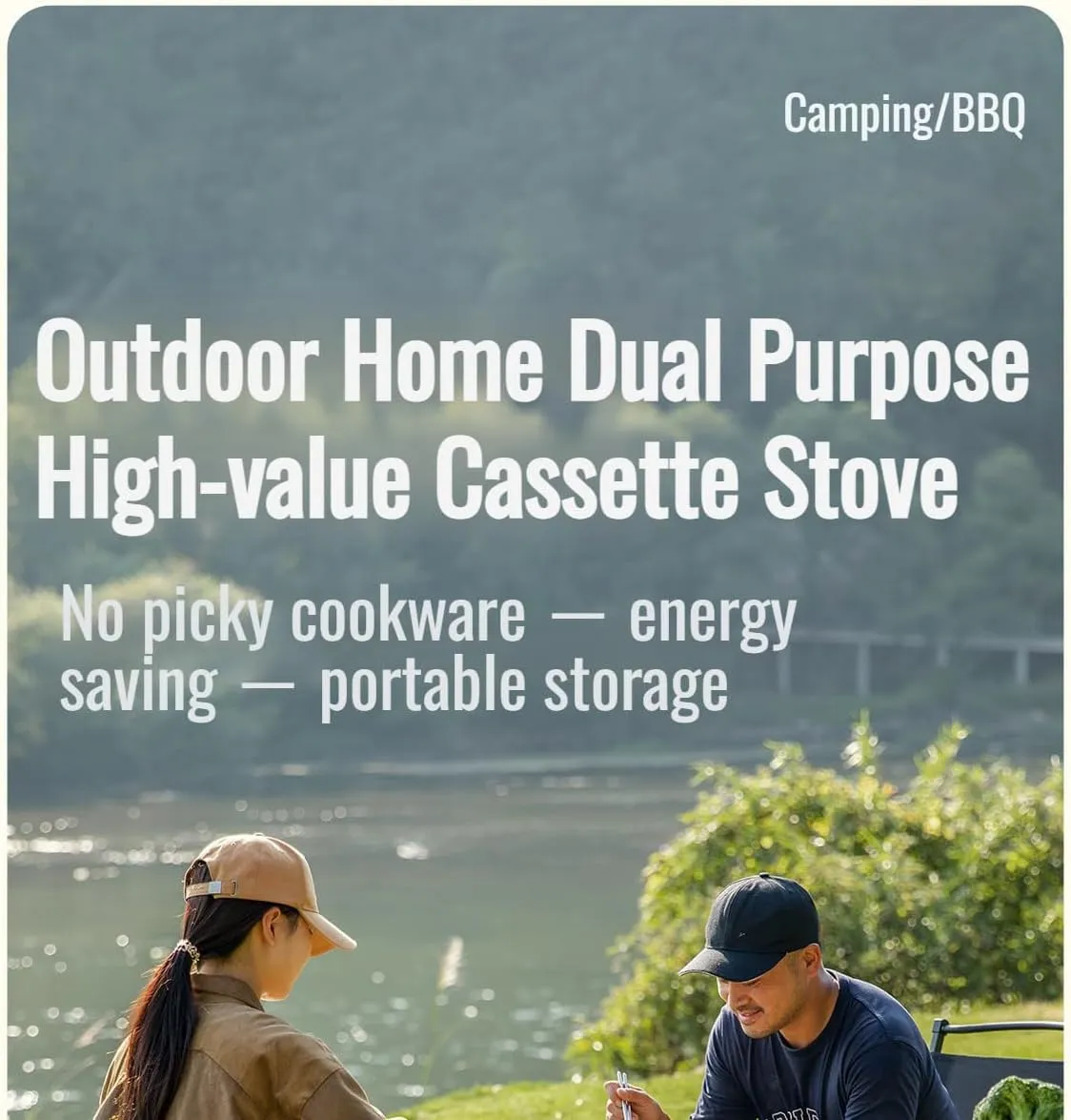 [Mokcoliy]【Portable Camping Stove】High-Power -Light Gas Cooker for Outdoor Cooking, 2-in-1 Mini Butane Stove with Windproof Design | Compact Square Grill for Hiking, BBQ & Backpacking (for s)