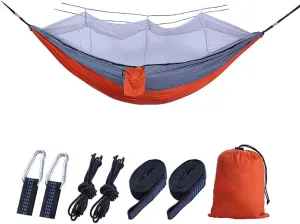 Mosquito Net Camping Hammock,Lightweight Double Hammock,Parachute Nylon Hammocks,Portable Hammocks Outdoor Hiking Travel Orange 260x140cm