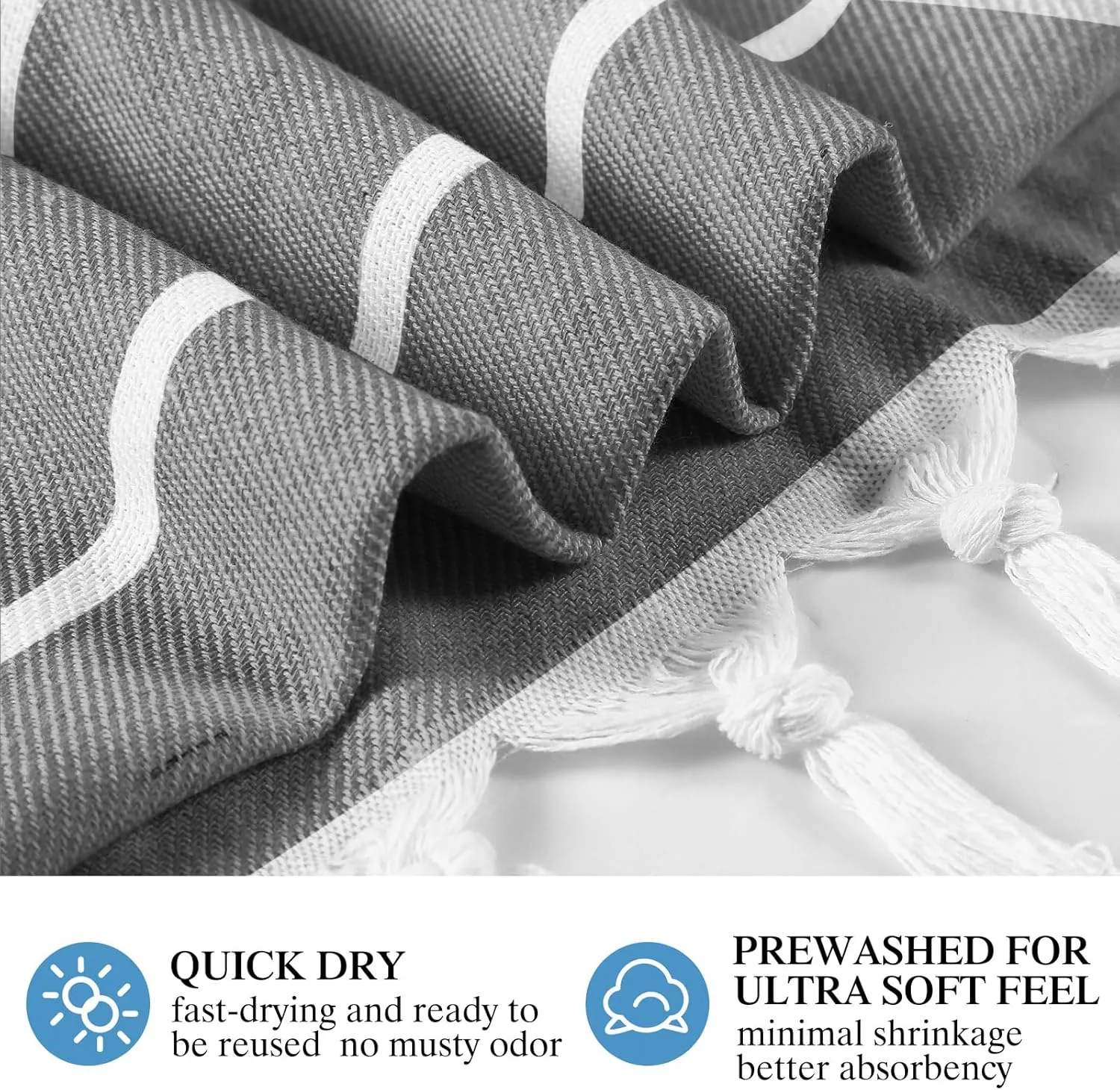 Moukeren 6 Pcs Turkish Beach Towels 35 x 71 Inch Turkish Cotton Travel Towels Large Quick Dry Sand Beach Supplies for Bath, Pool(Gray)