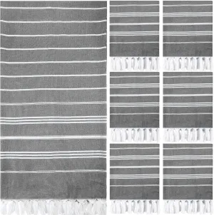 Moukeren 6 Pcs Turkish Beach Towels 35 x 71 Inch Turkish Cotton Travel Towels Large Quick Dry Sand Beach Supplies for Bath, Pool(Gray)
