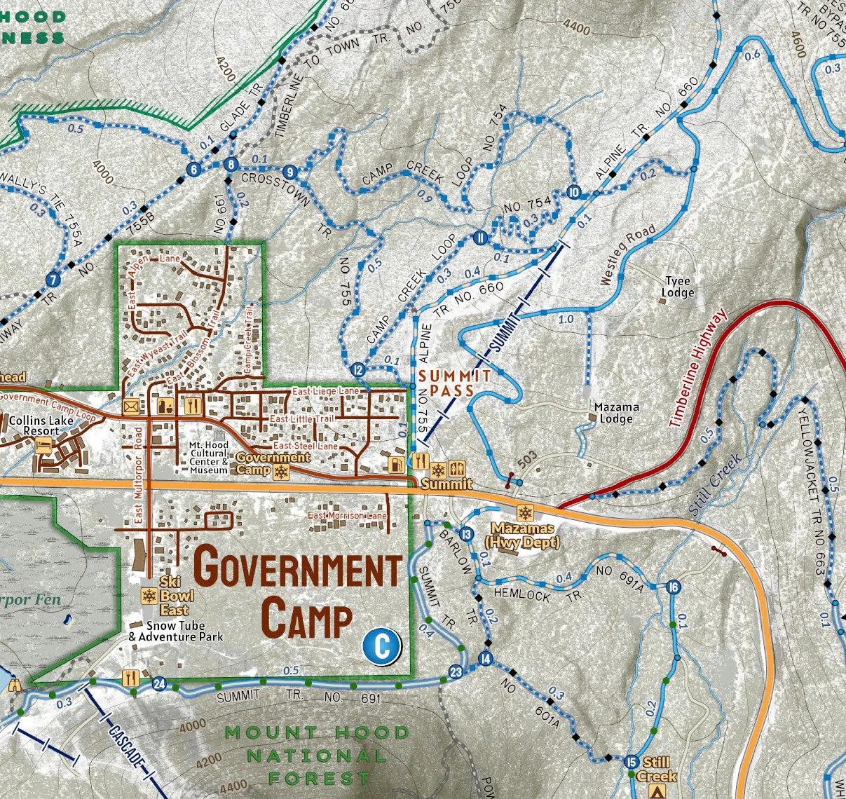 Mount Hood National Forest Winter Recreation Field Map
