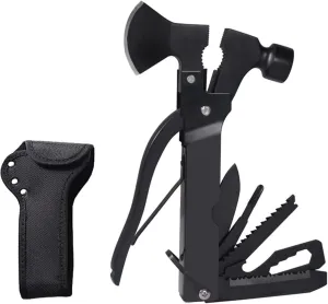 Multifunctional Axe Life Hammer Broken Window Hammer Outdoor Camping Ground Hammer Suitable for Camping Survival, Hiking, Fishing (Black)