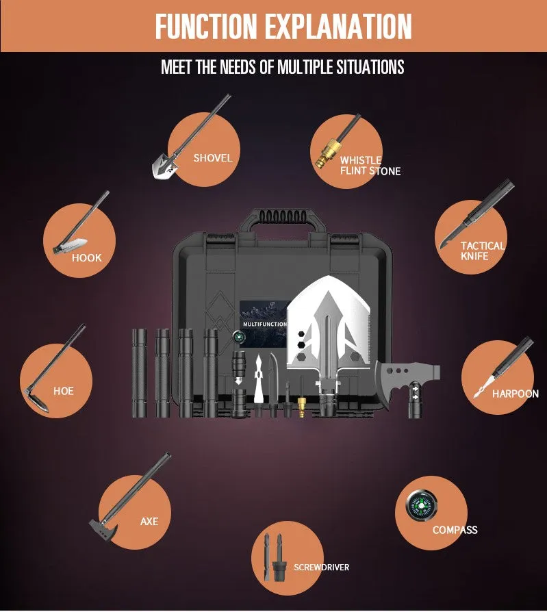 Multifunctional Tool Set Camping Hiking Survival Shovel Axe Knife
