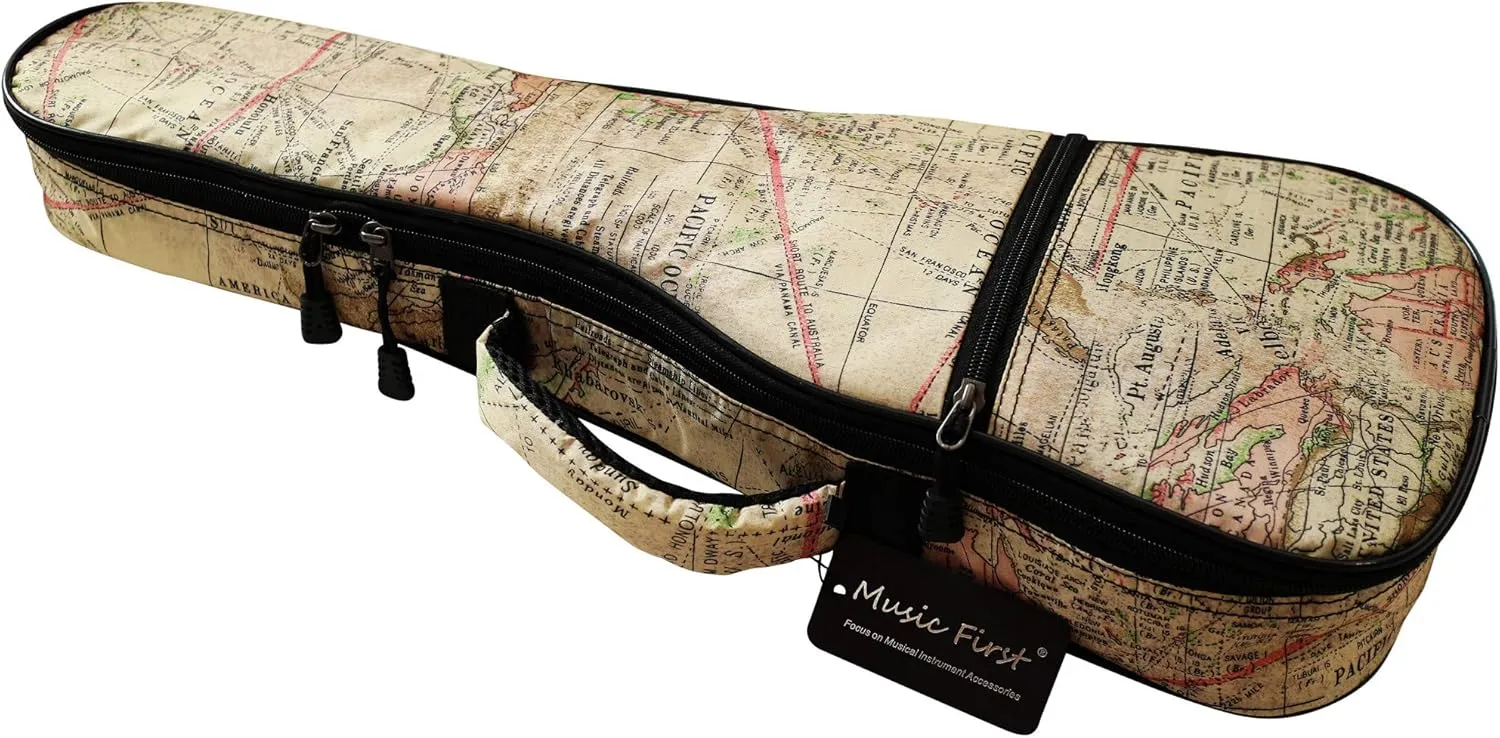 MUSIC FIRST Original Design "Ancient Map" Waterproof ukulele case ukulele bag ukulele cover, New Arrial (Fit for 23~24 inch Concert Ukulele)