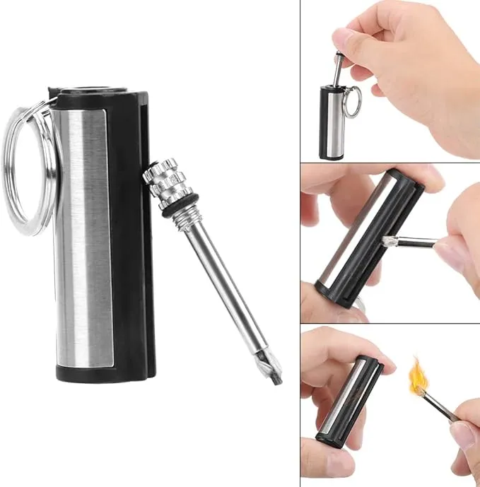 NAKUPENDA 5Pcs Permanent Match Flint Keychain Match Fire Starter Waterproof Emergency Survival Fire Starter Unlimited Sticks for Outdoor Camping (No Oil)