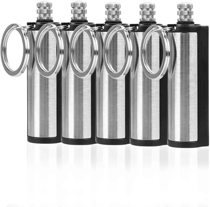 NAKUPENDA 5Pcs Permanent Match Flint Keychain Match Fire Starter Waterproof Emergency Survival Fire Starter Unlimited Sticks for Outdoor Camping (No Oil)