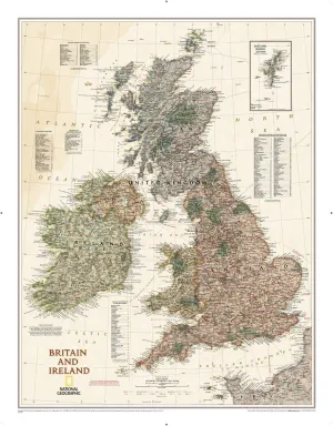 National Geographic Britain and Ireland Wall Map - Executive - Laminated (23.5 x 30.25 in) (National Geographic Reference Map) Map – February 23, 2018