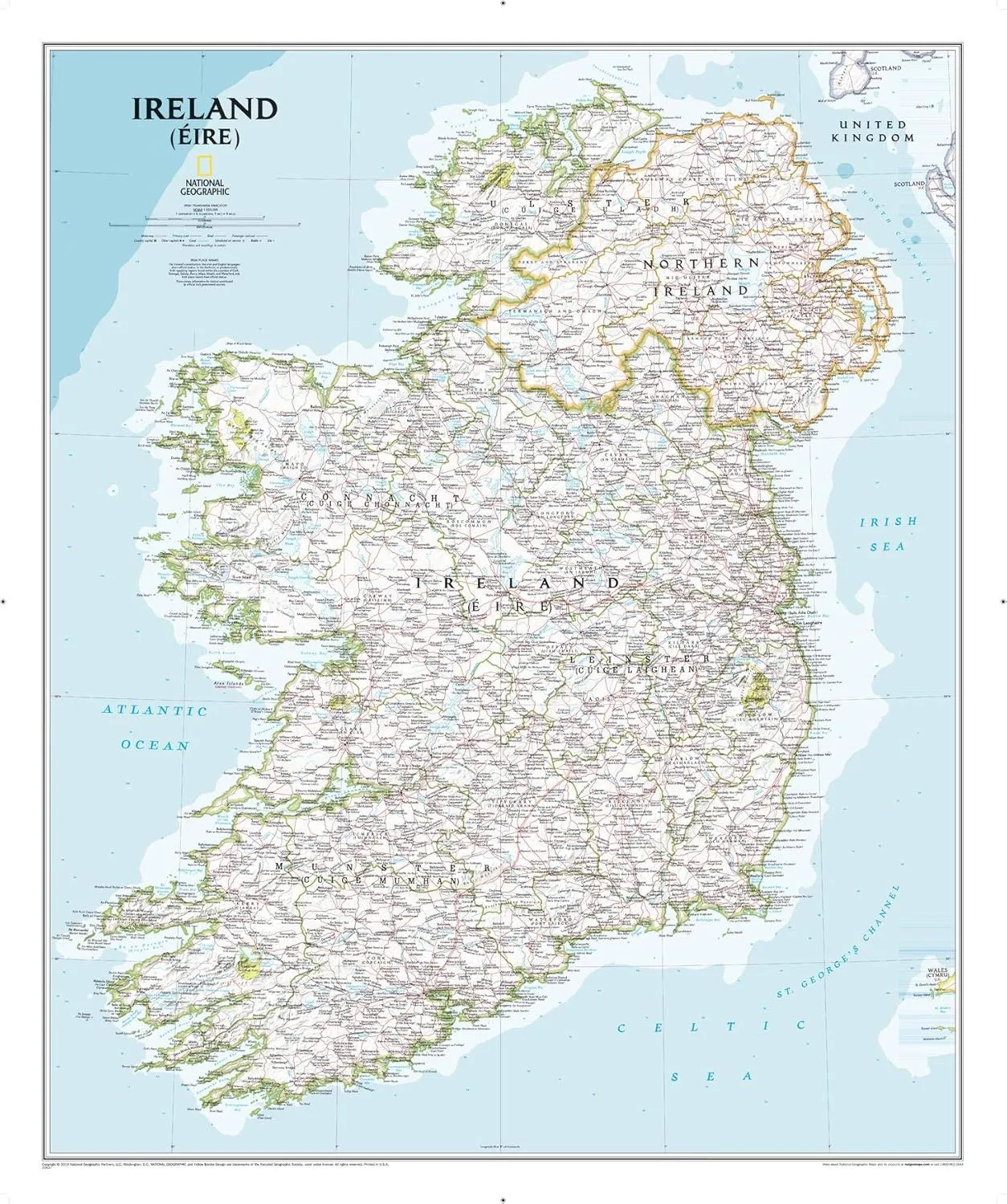 National Geographic Ireland Wall Map - Classic - Laminated (30 x 36 in) (National Geographic Reference Map) Map – April 15, 2019