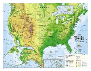 National Geographic Kids Physical USA Education: Grades 4 - 12 Wall Map - Laminated (51 x 40 in) (National Geographic Reference Map) Map – June 1, 2010