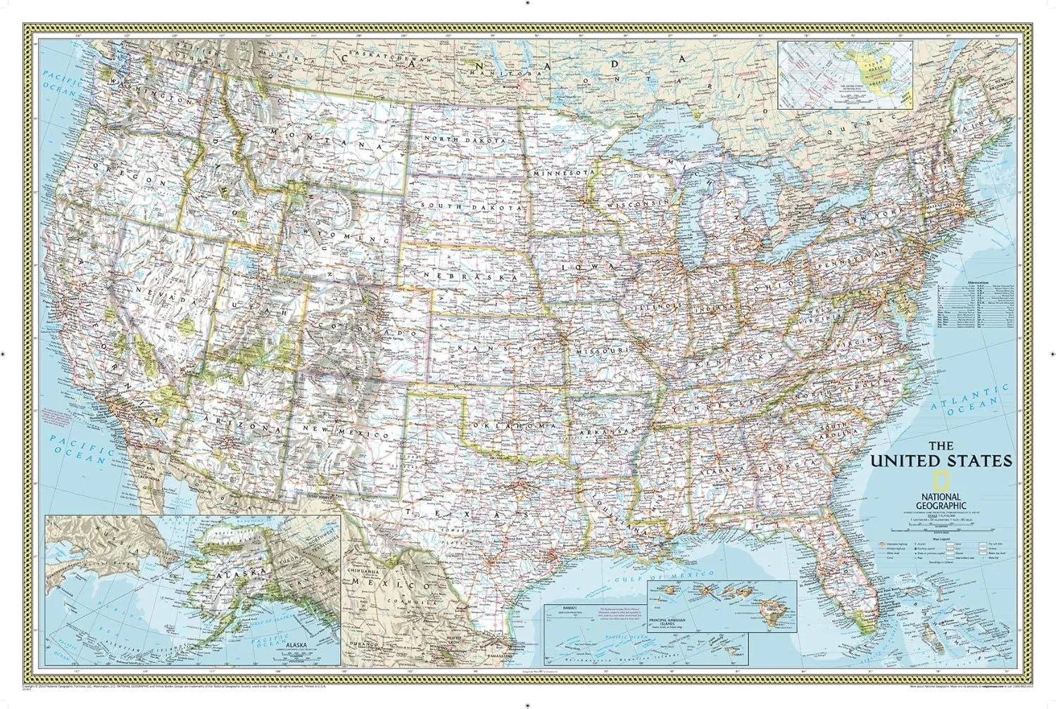 National Geographic United States Wall Map - Classic - Laminated (Poster Size: 36 x 24 in) (National Geographic Reference Map) Map – Wall Map, March 1, 2019