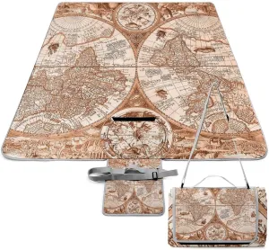 Nautical Sea Map Compass Sailing Ship Waterproof Outdoor Picnic Blanket Sandproof Beach Mat for Camping Hiking Grass Travelling