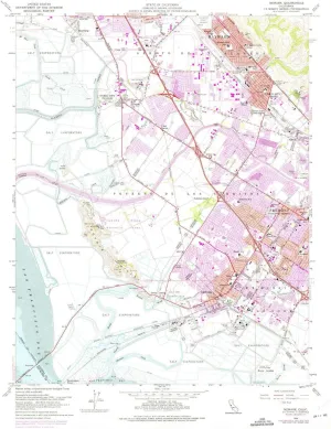 Newark CA topo map, 1:24000 Scale, 7.5 X 7.5 Minute, Historical, 1959, Updated 1975, 26.8 x 22 in