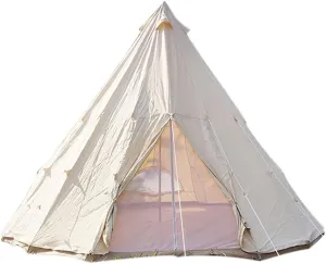 NIEH Outdoor Four-Season Family Camping Bell Tent 3-8 Persons Canvas Yurt Teepee Tents Large Glamping Indian Tents for Hunting Christmas Party Shelter