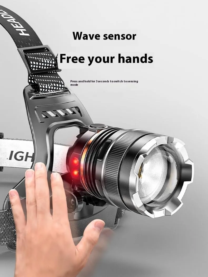 Night Fishing, high-Power Lightweight Spotlight, Ultra Bright LED Headlights, Motion sensors, Waterproof and scalable Headlights, Outdoor Camping and cyclin (White Light,Mini)
