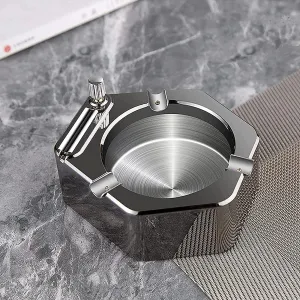 Nilzone Retro Metal Ashtray Ten Thousand Match Lighter Flint Fire Starter Lighter Desk Decorations Gadgets For Men