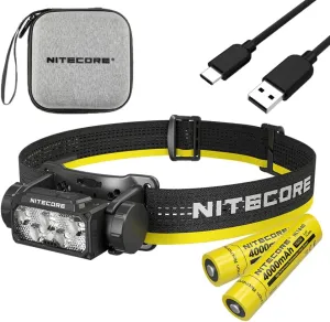 Nitecore Combo HC60 UHE Headlamp -1,600 Lumens USB-C Rechargeable w/ EXTRANL189 3400mAh Battery and Free Eco-Sensa Type C USB Cable