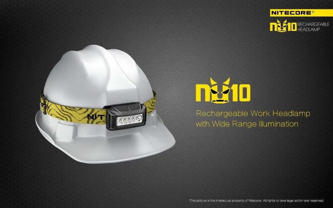 Nitecore NU10 160 Lumen USB rechargeable LED headlamp/worklight and EdisonBright brand USB charging cable bundle (White)
