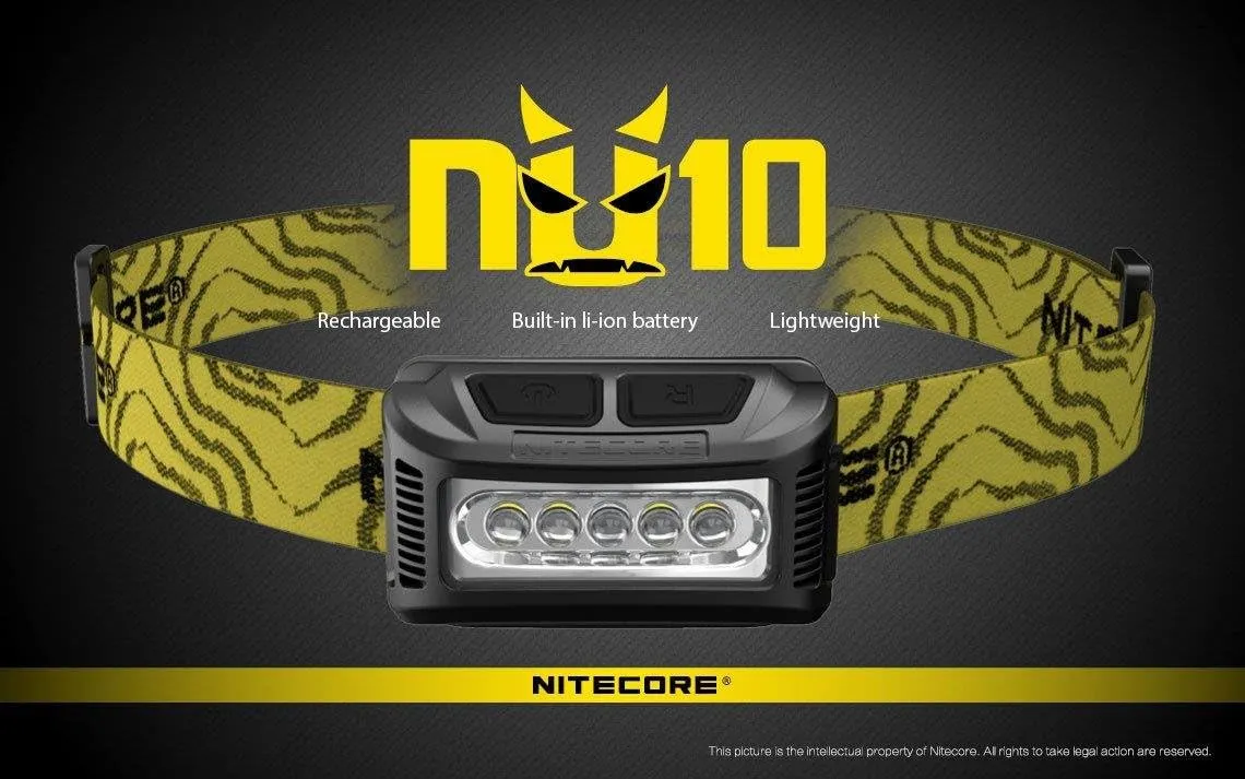 Nitecore NU10 160 Lumen USB rechargeable LED headlamp/worklight and EdisonBright brand USB charging cable bundle (White)