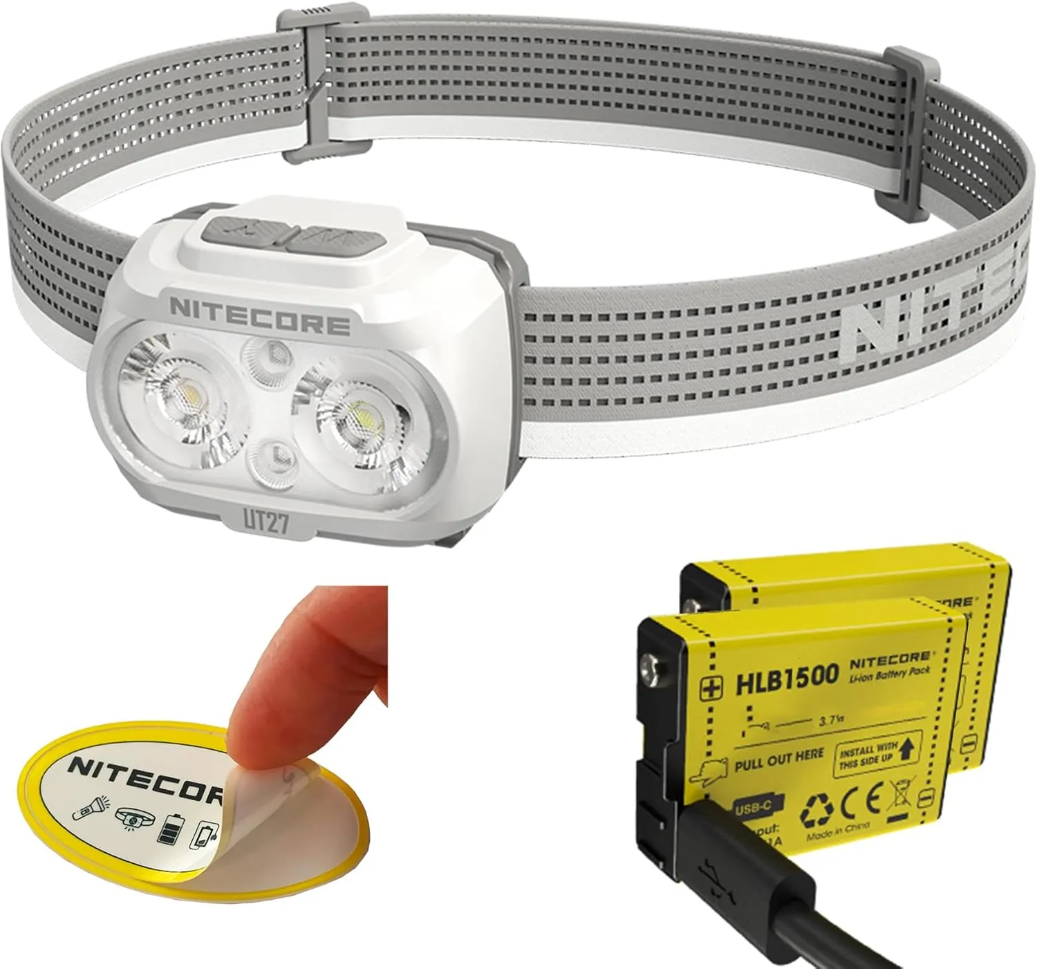 Nitecore UT27 Pro 800 Lumen Running Headlamp, White, USB-C Rechargeable, Lightweight Perfect for Ultra-Trail, Hiking with White, Warm, and Red Light Sticker