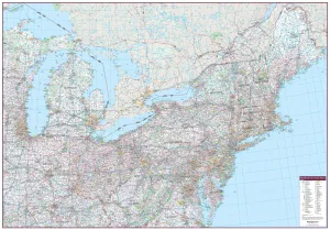 Northeastern United States Wall Map 1325 x 928mm