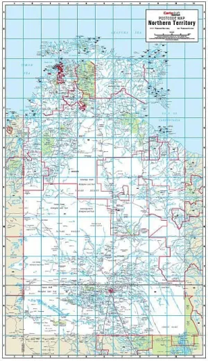 Northern Territory Postcode Laminated Map 600 x 1036mm