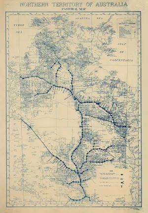 Northern Territory Stock Routes & Pastoral Wall Map 1956