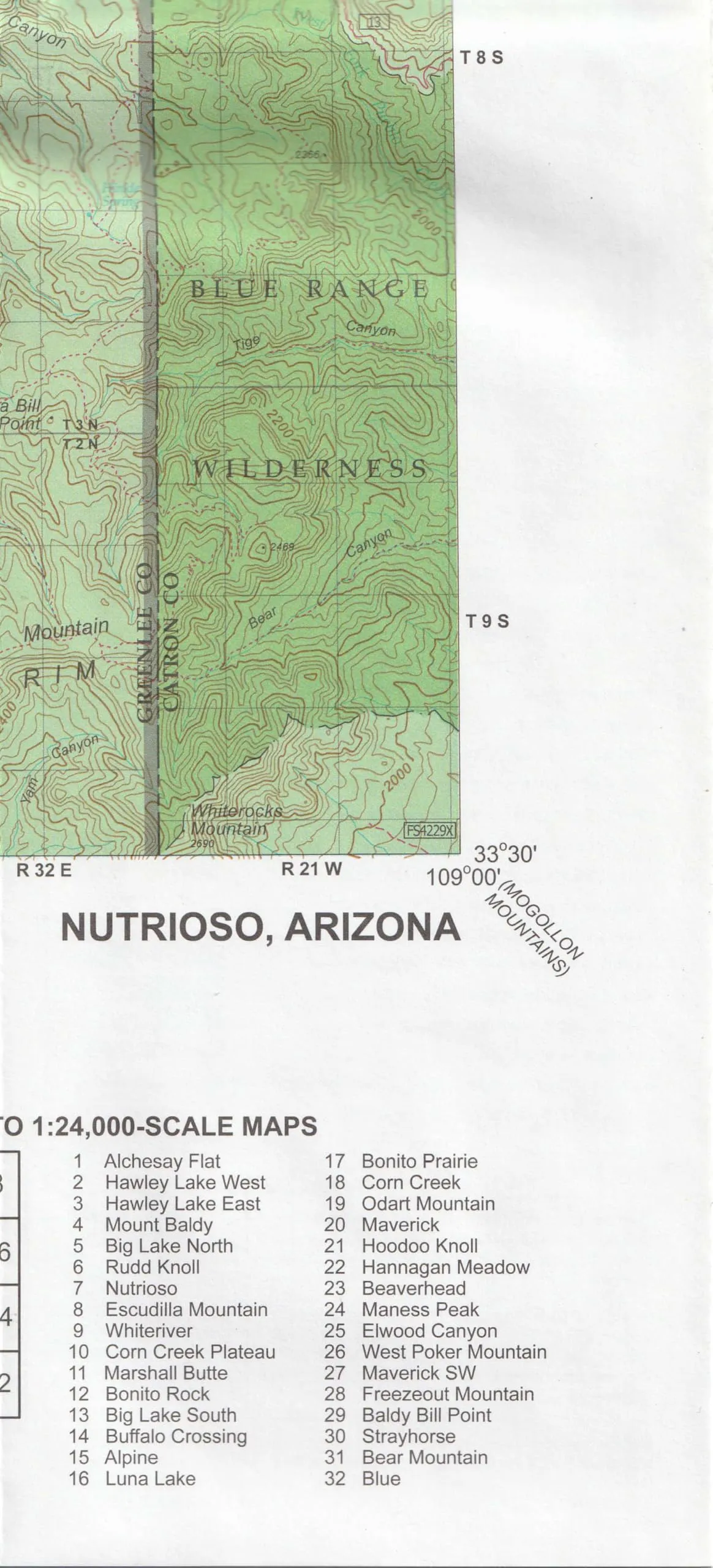 Nutrioso Surface Management Status 1:100,000-Scale Topographic Map (Arizona) [Map] Bureau of Land Management