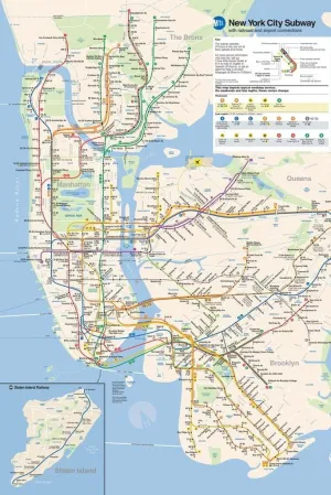 NYC Subway Map Poster New York City Official MTA 2023 2024 Edition Cool Wall Art Print Poster 16x24