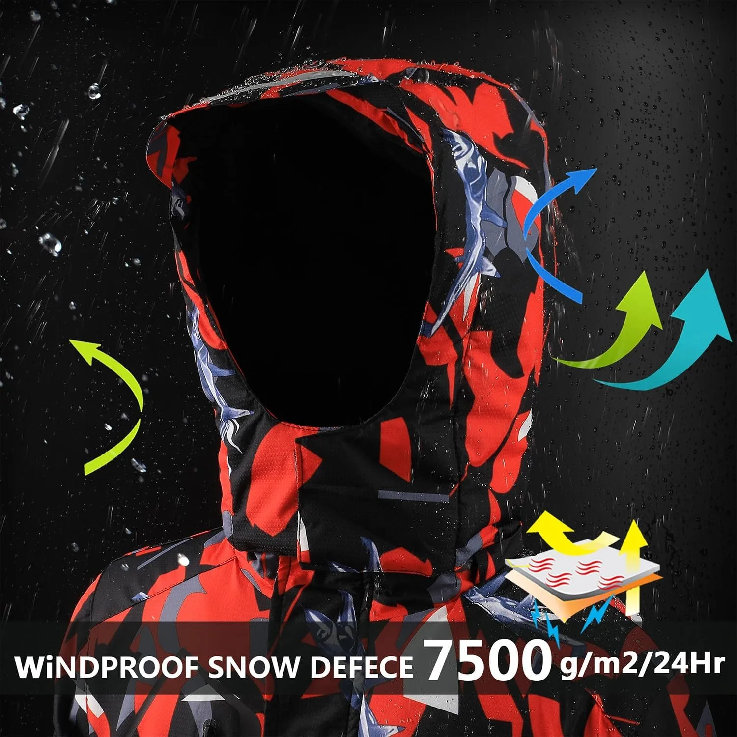 OHSNMAKSL Boy's Waterproof Ski Jacket Warm Winter Snow Coat Kids Fleece Snowboarding Jackets Thick Hooded Windproof Coats