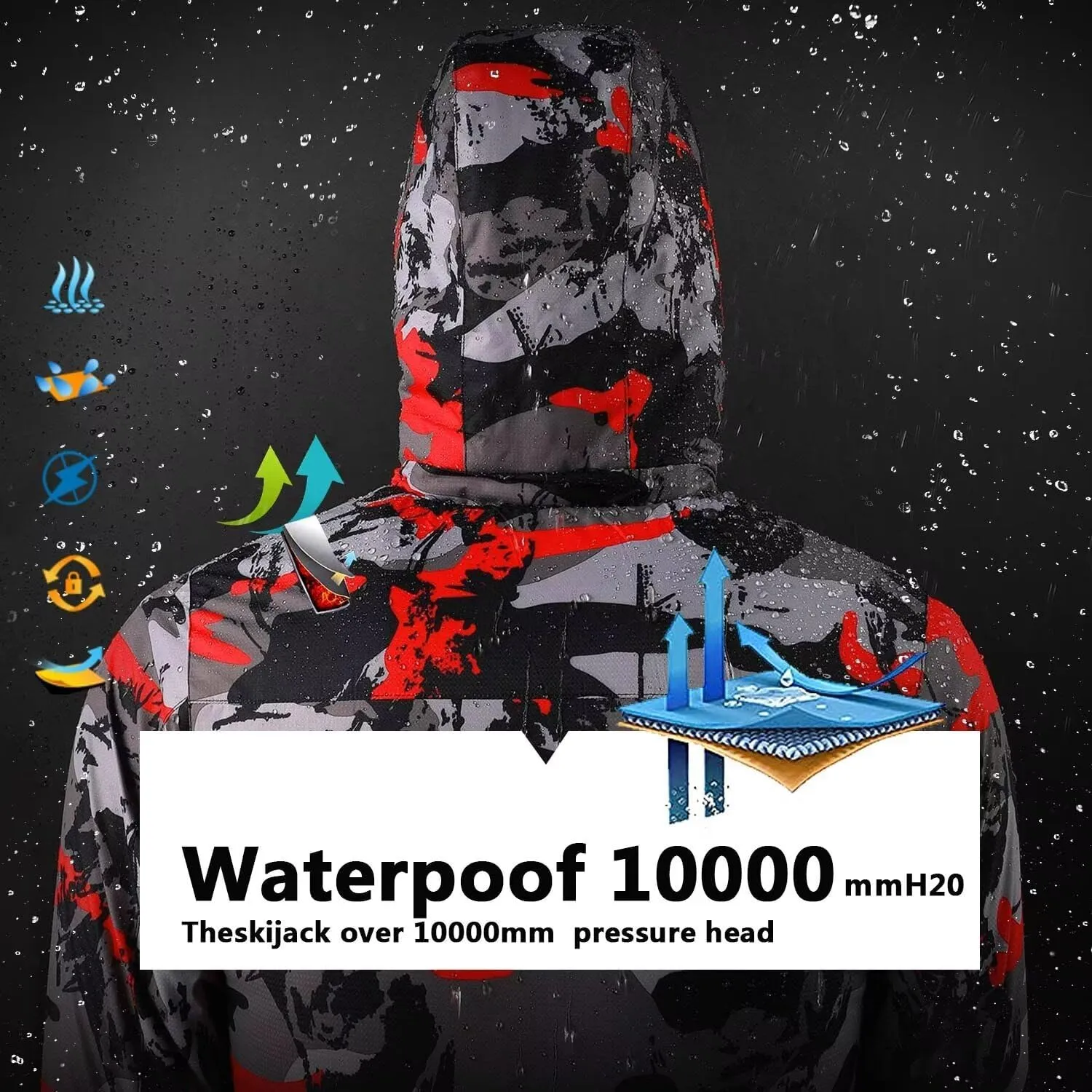 OHSNMAKSL Boy's Waterproof Ski Jacket Warm Winter Snow Coat Kids Fleece Snowboarding Jackets Thick Hooded Windproof Coats