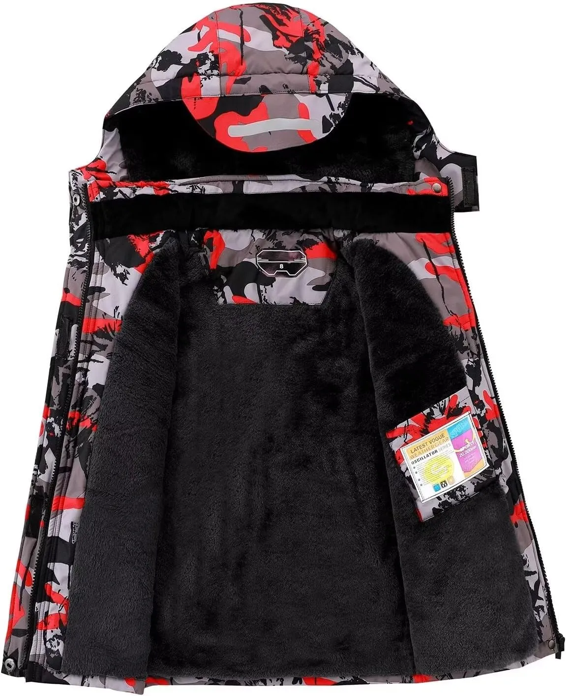OHSNMAKSL Boy's Waterproof Ski Jacket Warm Winter Snow Coat Kids Fleece Snowboarding Jackets Thick Hooded Windproof Coats