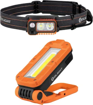 OLIGHT Array 2 Pro 1500 Lumens Headlamp with Red Light Option Bundle with Swivel Pro COB Work Light, 1100 Lm LED Rechargeable Flashlight