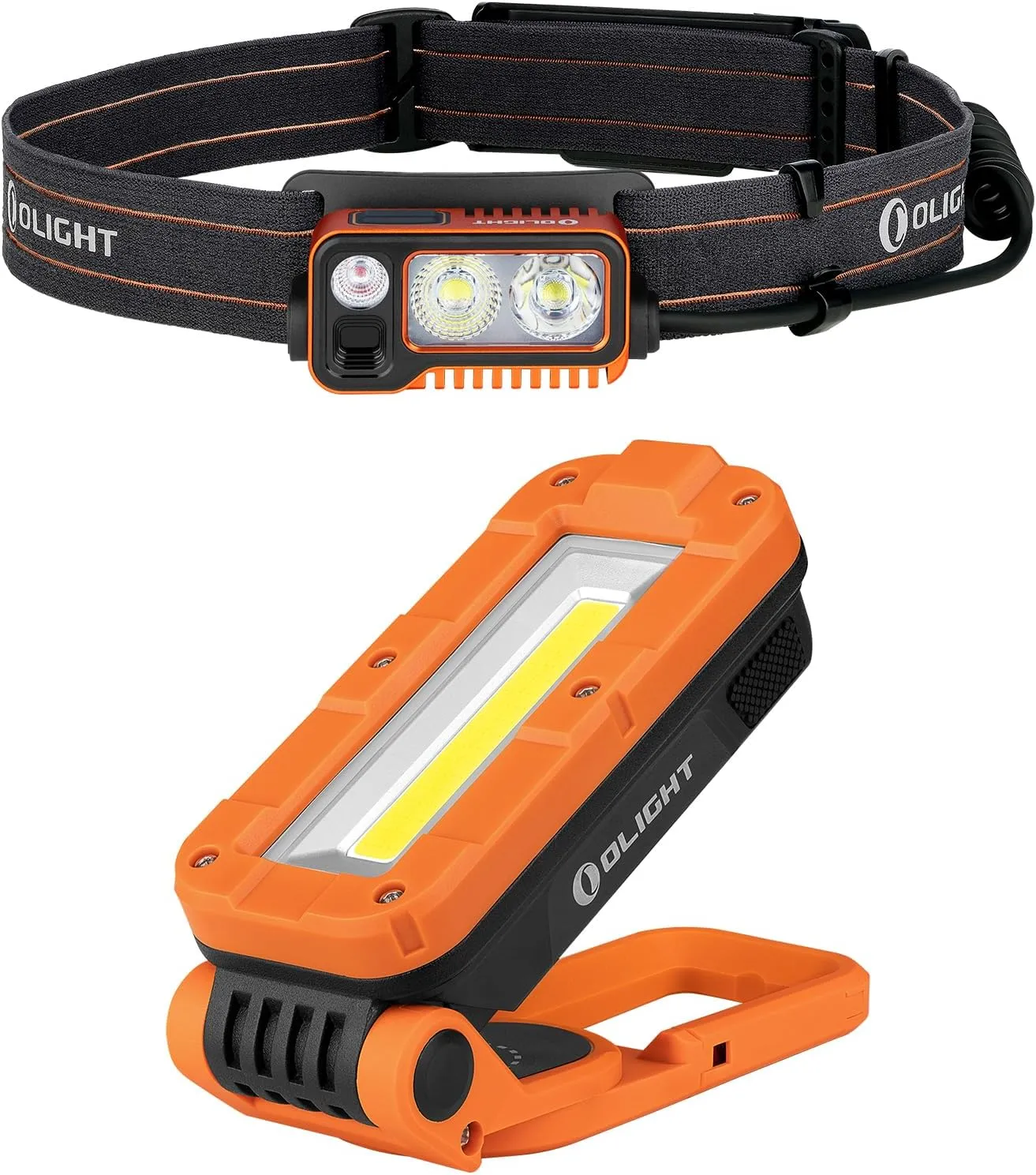 OLIGHT Array 2 Pro 1500 Lumens Headlamp with Red Light Option Bundle with Swivel Pro COB Work Light, 1100 Lm LED Rechargeable Flashlight