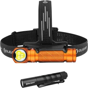 OLIGHT Perun 3 Rechargeable Headlamp Flashlight, 3000 Lumens LED Headlight with Red Light Bundle with I3T 2 EOS Pocket EDC Flashlight, 200 Lumens Compact Bright Handheld Lights