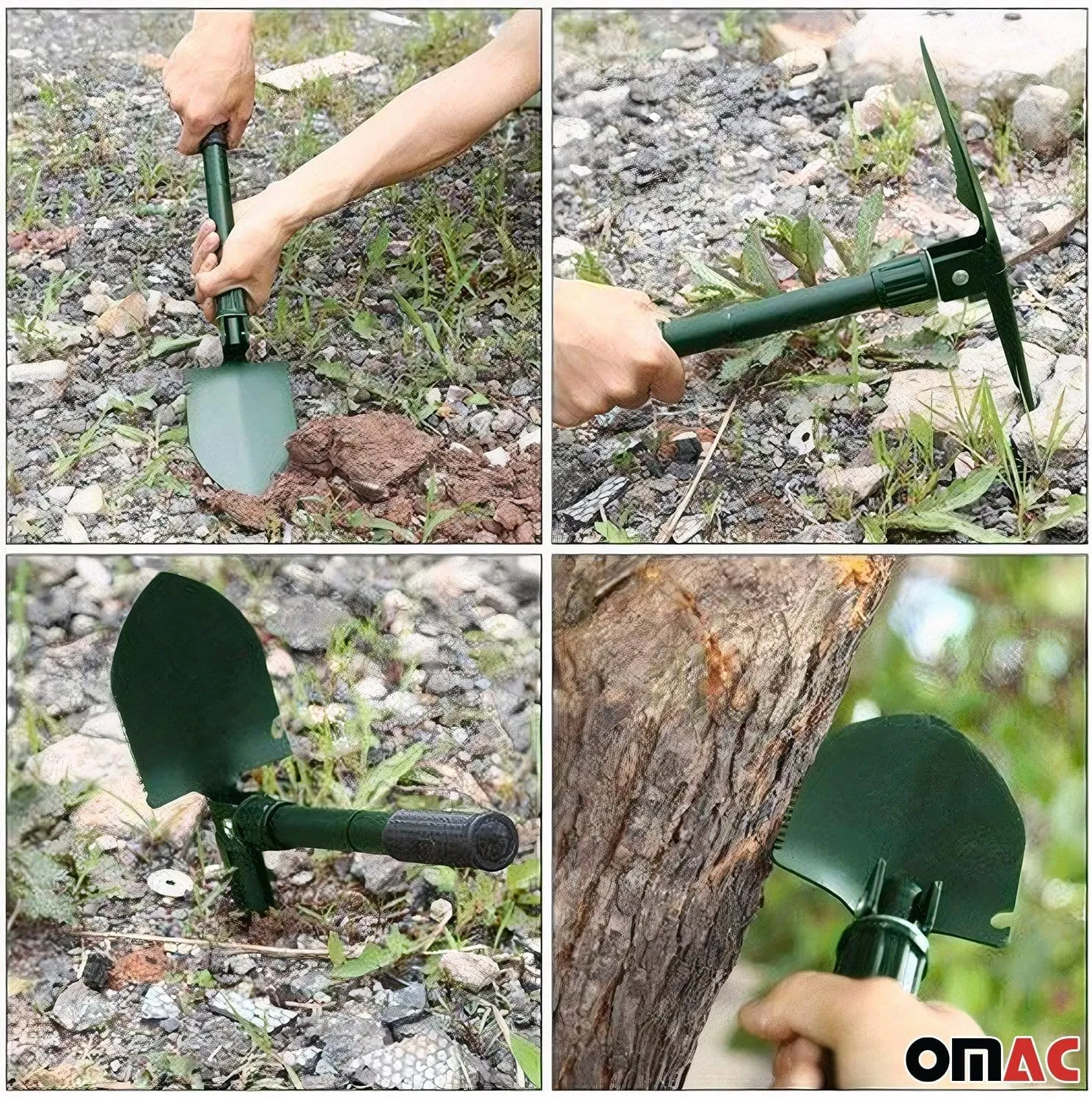 OMAC Military Survival Shovel - Ultimate Multitool for Backpack Adventures - Versatile Garden, Beach, Camping, and Snow Digging Tool - Perfect for Sand, Dirt, Mud, and More