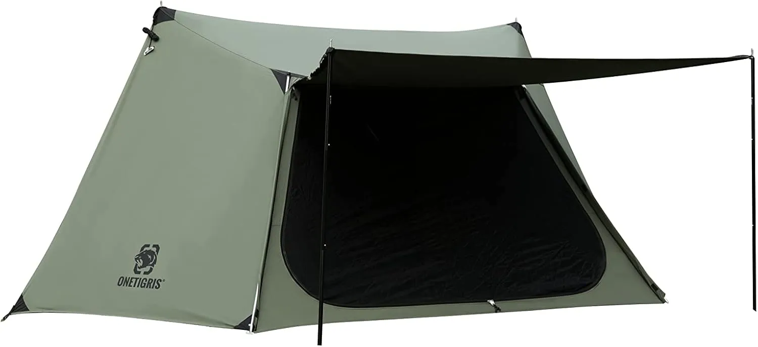 OneTigris Solo Homestead TC Canvas Hot Tent with Stove Jack, Fire-Retardant Wind-Proof Durable, 2 Person 4 Season Bushcraft Shelter Tent for Family Camping Hunting Fishing Motorcycling