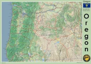 Oregon State Map - 23.3 x 16.5 inches – Paper Laminated