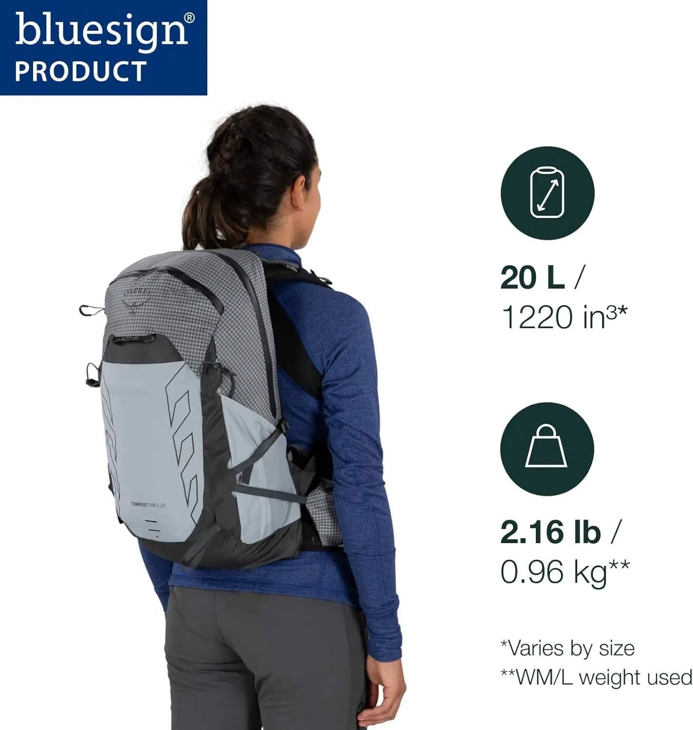 Osprey Tempest Pro 20L Women's Hiking Backpack with Hipbelt, Silver Lining