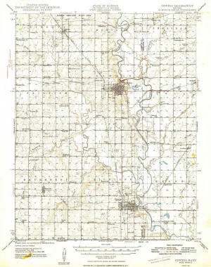Oswego KS topo map, 1:62500 Scale, 15 X 15 Minute, Historical, 1948, 20.71 x 16.31 in